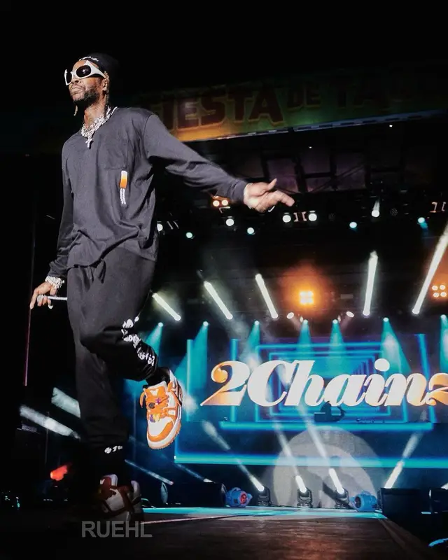 2 Chainz outfit in Louis Vuitton, Balenciaga, and Chrome Hearts, 2023