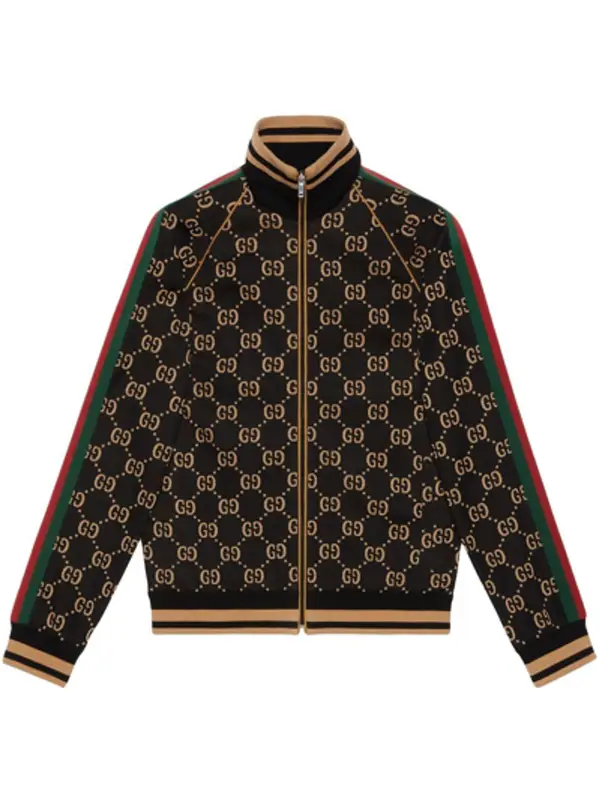Gucci Black Gg-Jacquard Zip-Up Jacket  $2150