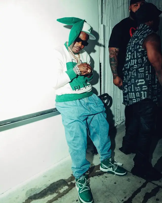 DaBaby outfit in Casablanca, Nike, and Off-White, 2023
