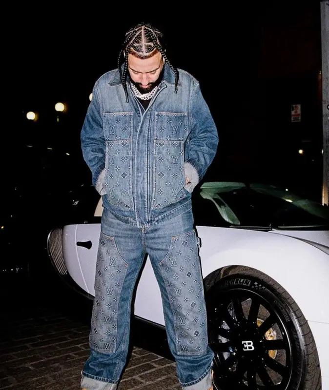 French Montana outfit in Louis Vuitton and Timberland, 2023