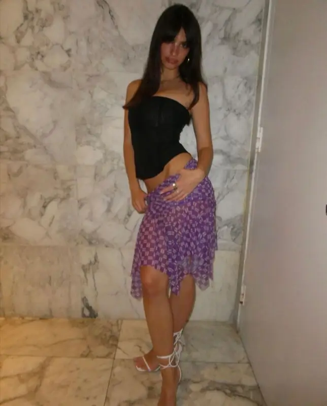 Emily Ratajkowski outfit in Miaou, Miu Miu, and Inamorata, 2023