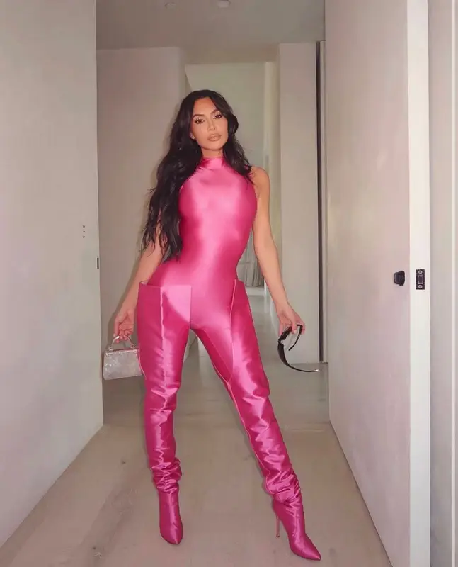 Kim Kardashian outfit in Skims, Hermes, and Balenciaga, 2023
