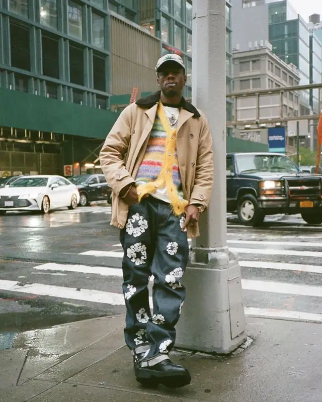 Joey Badass outfit in Marni, Levi’s, and Denim Tears, 2023