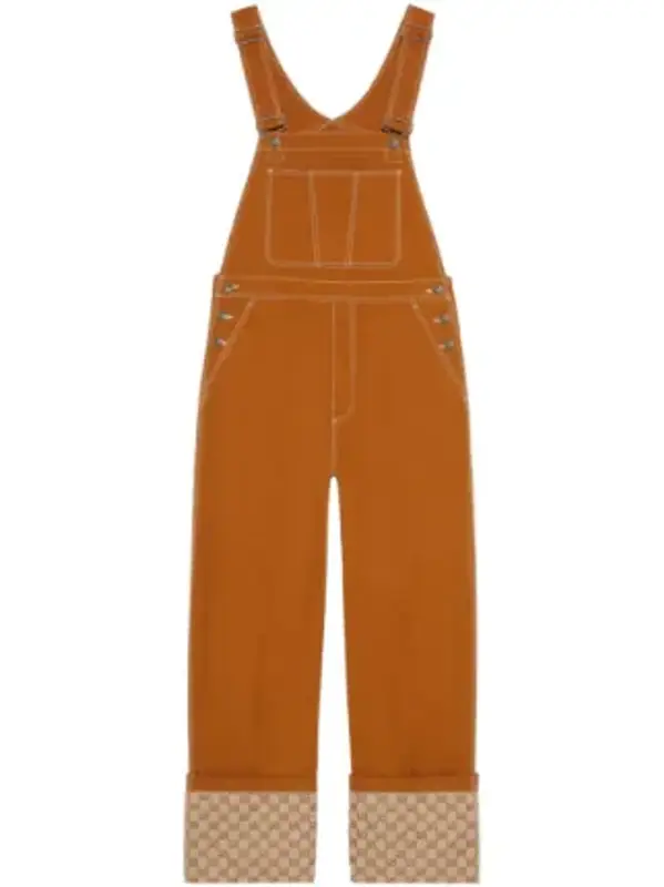 Gucci Burnt Brown Logo-Canvas Cotton Overalls $2600