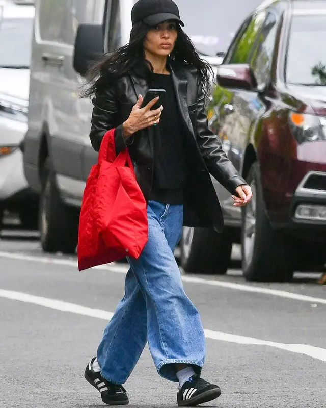 Zoe Kravitz outfit in Khaite, Adidas, and The Row, 2023
