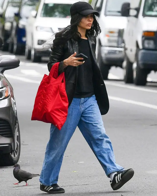 Zoe Kravitz outfit in Khaite, Adidas, and The Row, 2023
