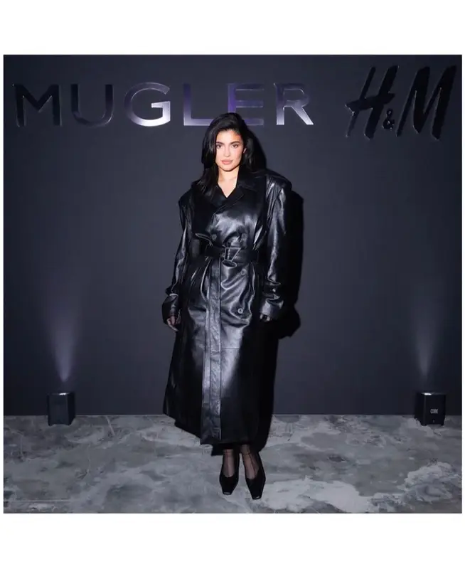 Kylie Jenner outfit in H&M, Mugler, and Acne Studios, 2023