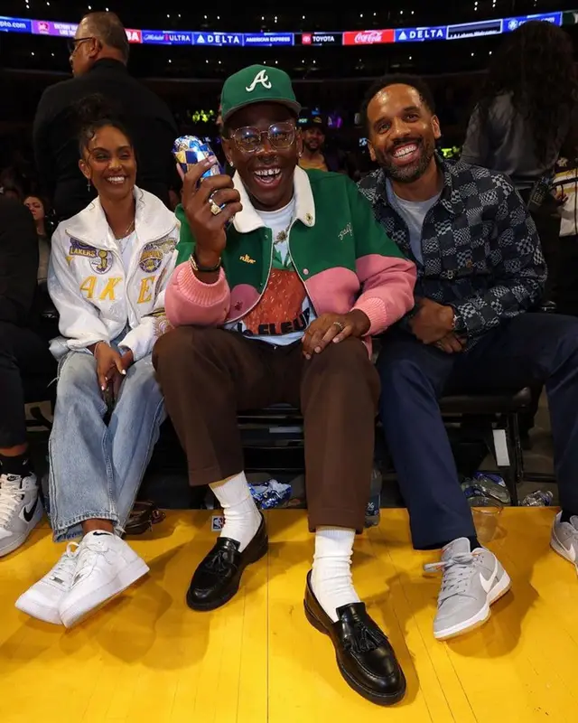 Tyler, The Creator outfit in Golf Wang, Gucci, and New Era, 2023