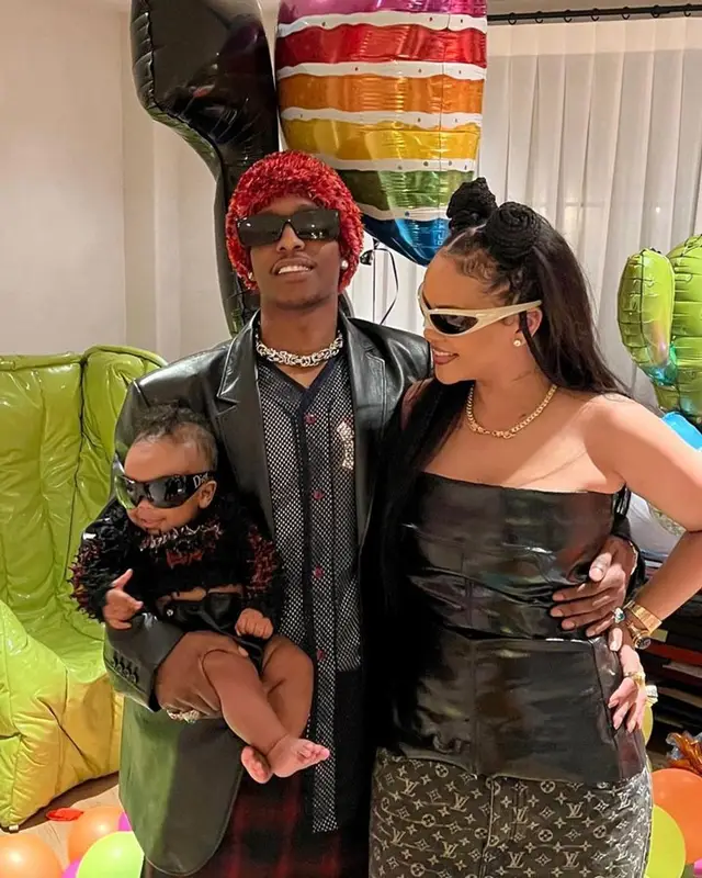 Rihanna outfit in Rick Owens, Louis Vuitton, and Balenciaga, 2023