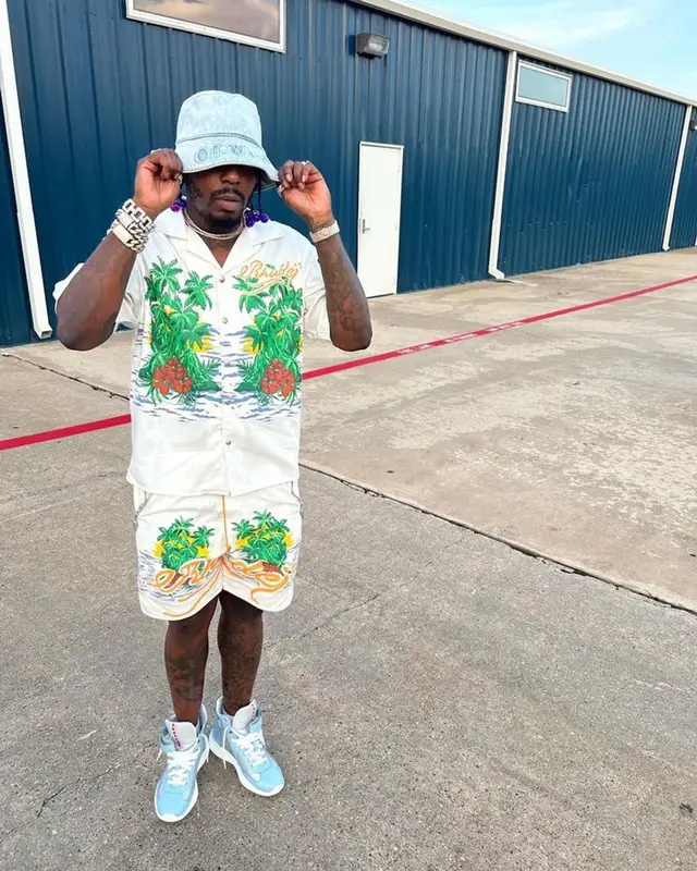 Sauce Walka outfit in Rhude, Prada, and Off-White, 2023