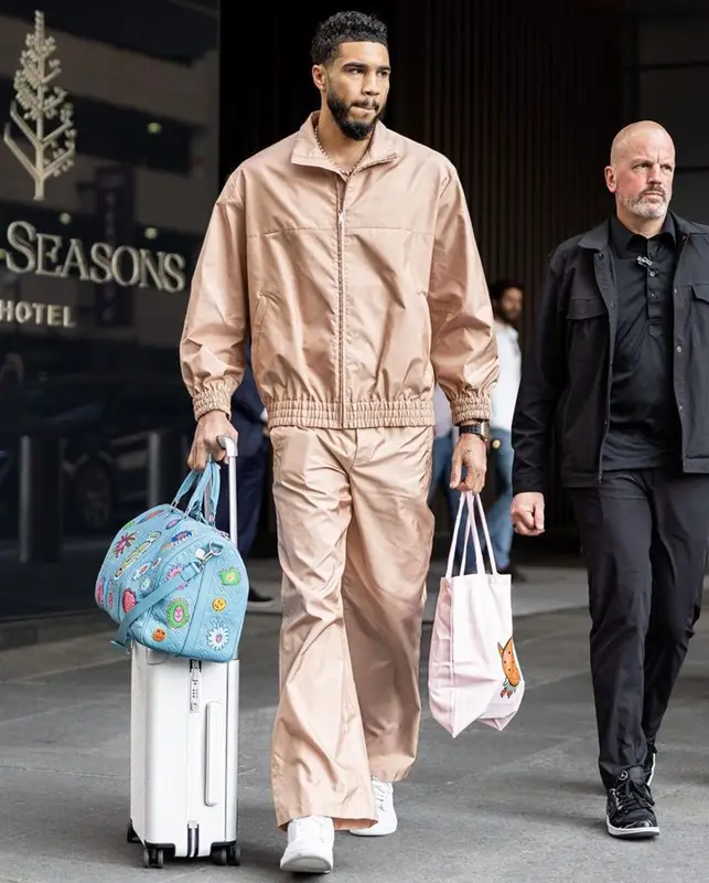 Jayson Tatum outfit in Valentino, Nike, and Louis Vuitton, 2023