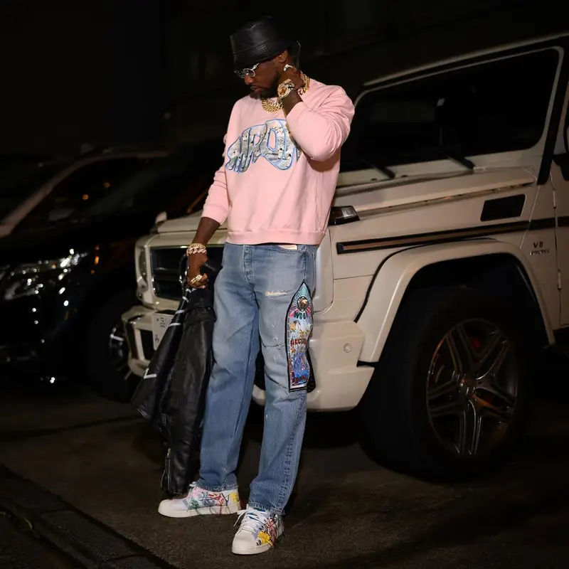 Fabolous outfit in Who Decides War, Adidas, and Loewe, 2023