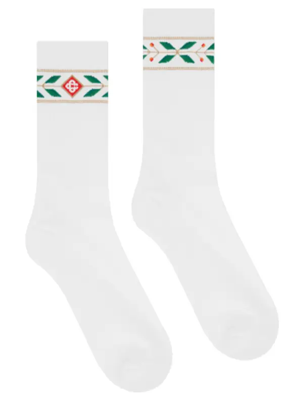Casablanca White Logo Ribbed Sport Socks $25