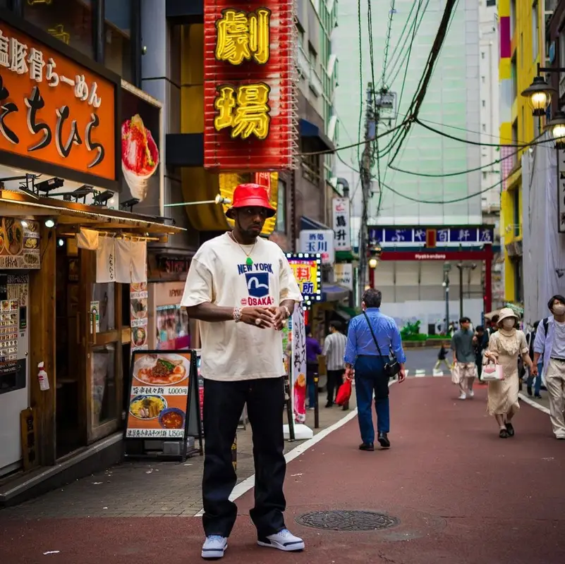 Fabolous outfit in Evisu, Jordan, and Only In New Orleans, 2023