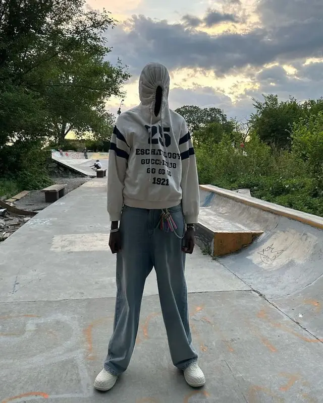 Bol Bol outfit in Dolce & Gabbana, Gucci, and Chrome Hearts, 2023