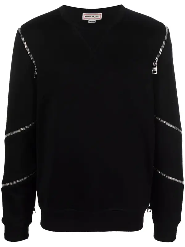 Alexander McQueen Black Zip Detail Sweatshirt $1108