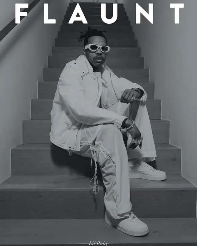 Lil Baby outfit in Ferragamo, Nike, and Thierry Lasry, 2023