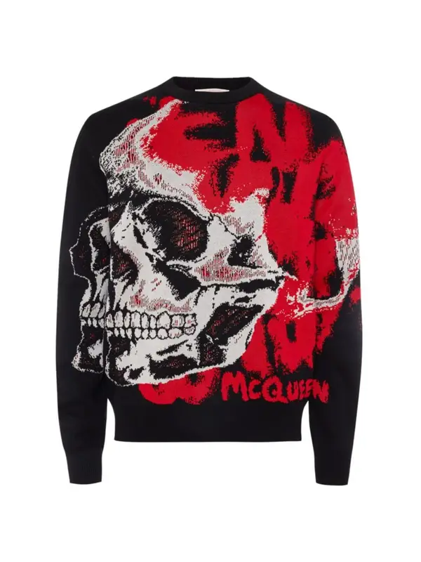 Alexander McQueen Skull Graffiti Wool Blend Jumper $1490