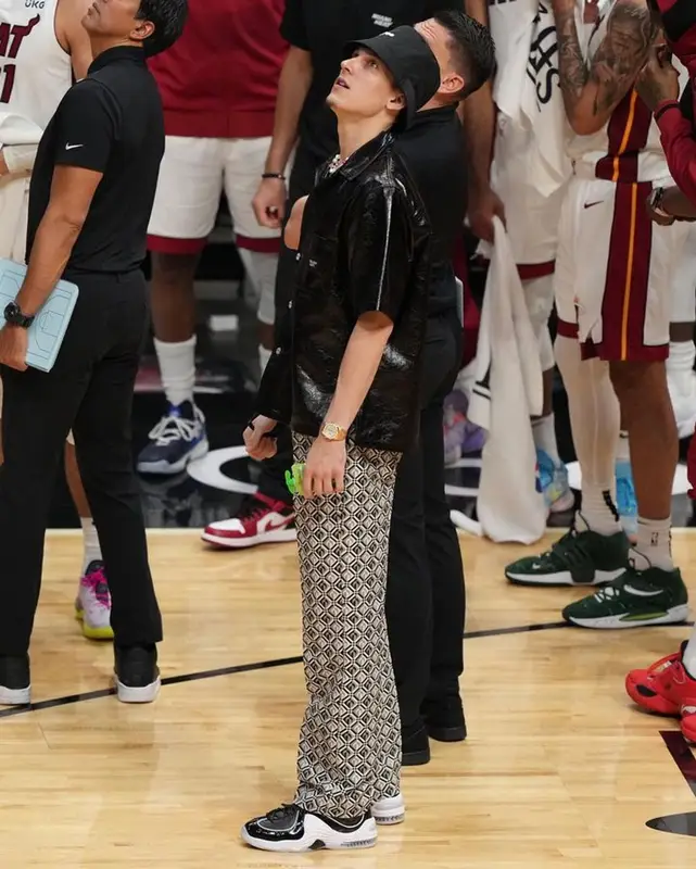Tyler Herro outfit in Gallery Dept., Marine Serre, and Palm Angels, 2023