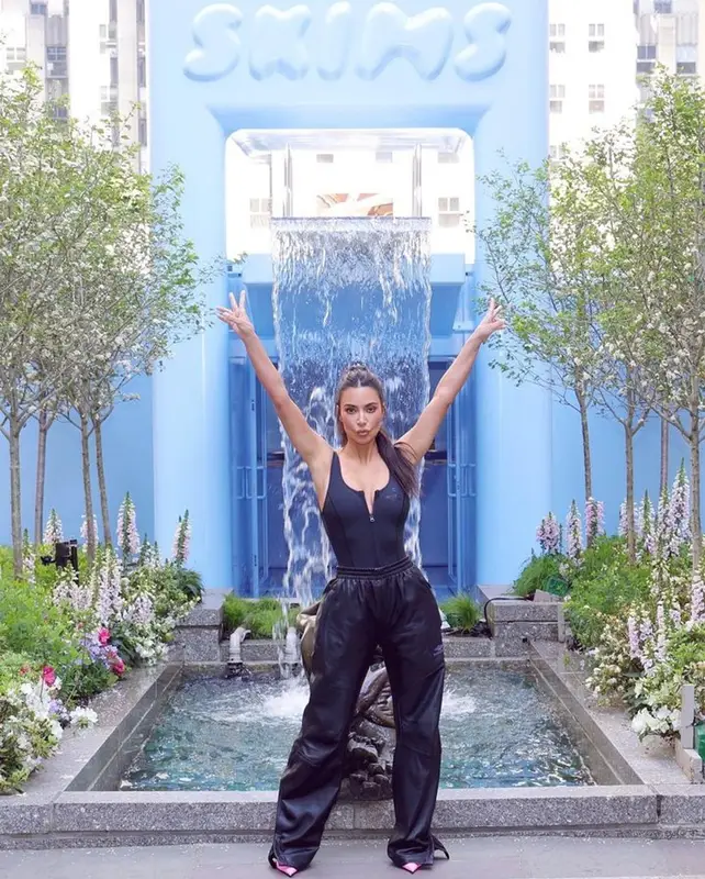 Kim Kardashian outfit in Balenciaga and Skims, 2023