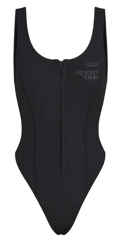 Skims Black Swim Scoop Neck One Piece $108