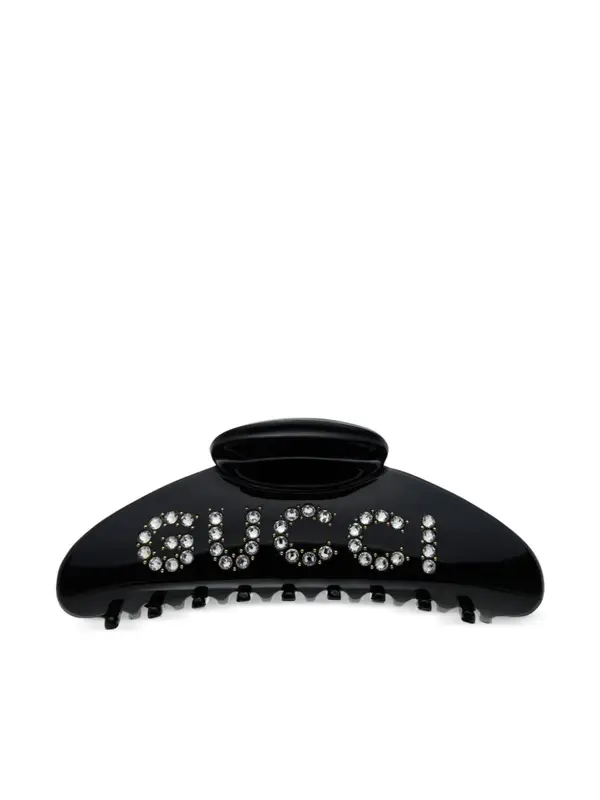 Gucci Black Crystal-Embellished Claw Clip $600