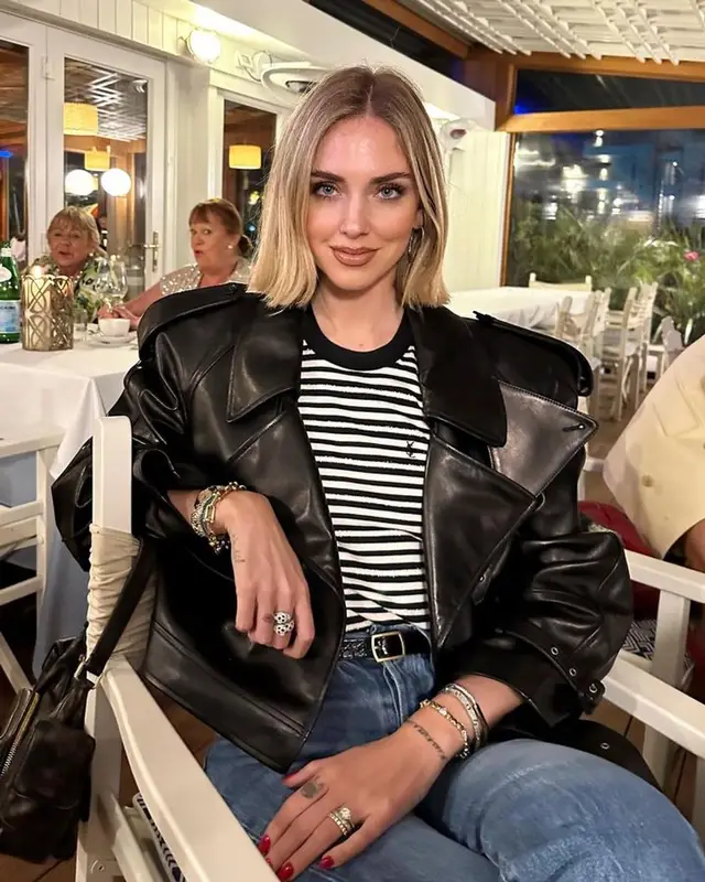 Chiara Ferragni outfit in Saint Laurent, Gucci, and Miu Miu, 2023