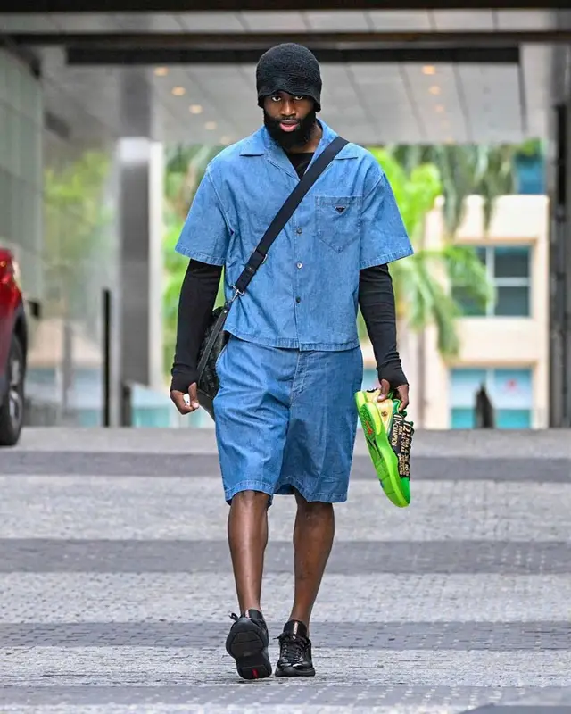 Jaylen Brown outfit in Prada and Louis Vuitton, 2023