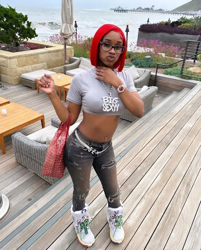 Sexyy Red outfit in Amiri, Goyard, and Ray-Ban, 2023