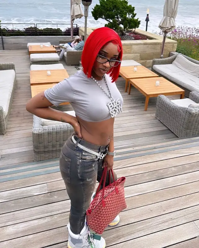 Sexyy Red outfit in Amiri, Goyard, and Ray-Ban, 2023