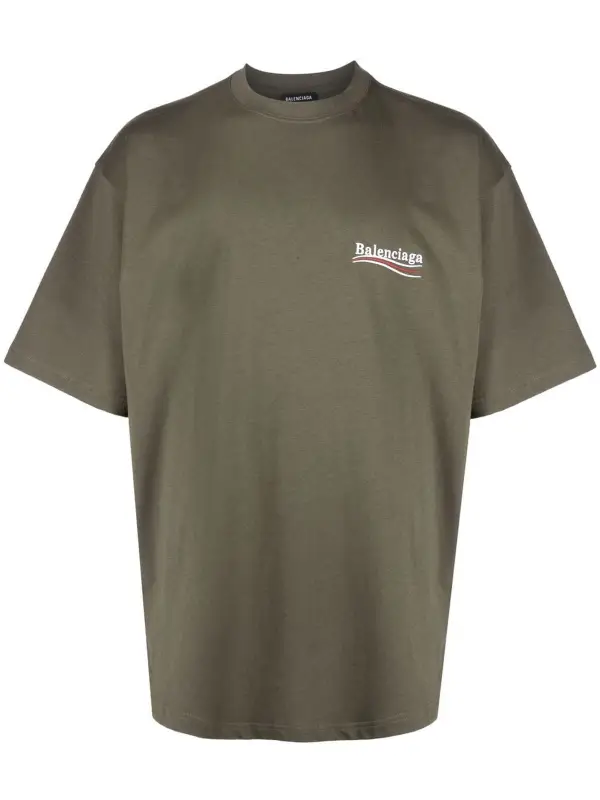 Balenciaga Political Campaign Embroidered Cotton T-shirt In Green $675