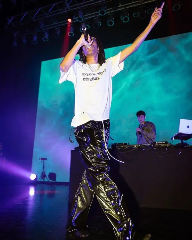 Lil Tecca outfit in Enfants Riches Deprimes, Rick Owens, and Chrome Hearts, 2023