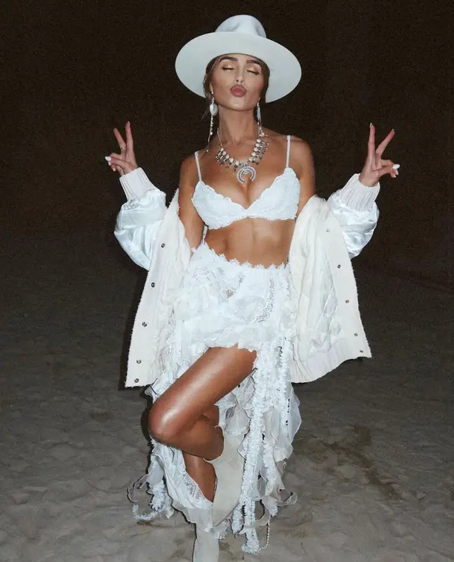 Olivia Culpo outfit in Zimmermann, Paris Texas, and Louis Vuitton, 2023