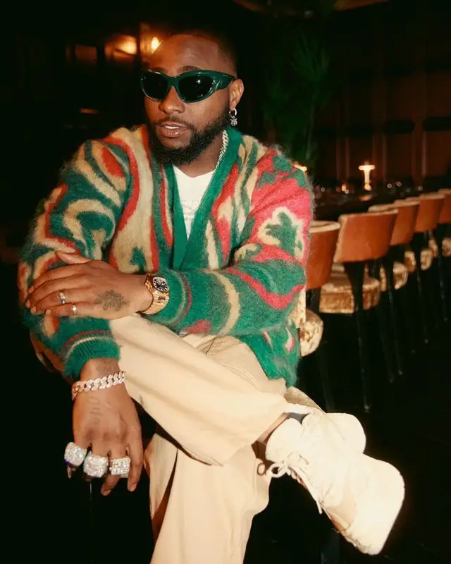 Davido outfit in Puma, Patek Philippe, and Balenciaga, 2023