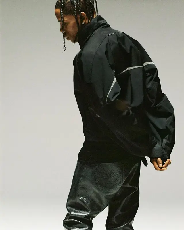 Travis Scott outfit in Martine Rose, Takahiro Miyashita, and Travis Scott Merch, 2023