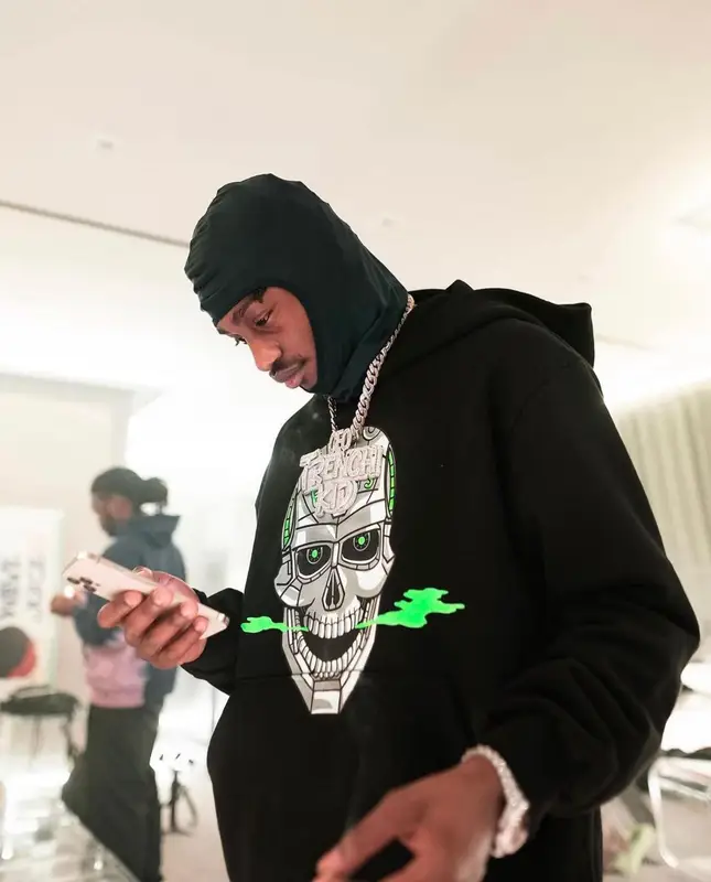 Lil Tjay outfit in Ecosys La, 2023