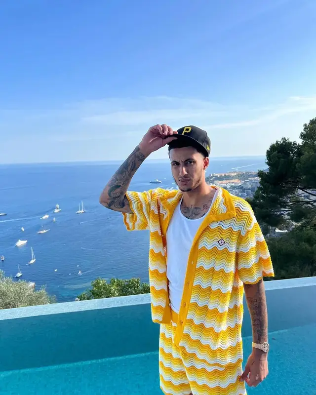 Kyle Kuzma outfit in Casablanca and New Era, 2023