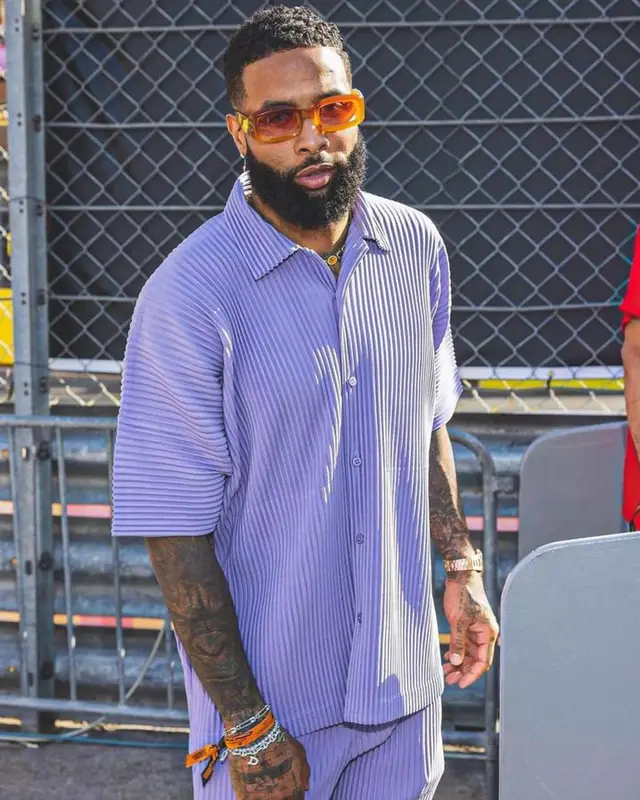 Odell Beckham Jr outfit in Issey Miyake, Nike, and Jacques Marie Mage, 2023
