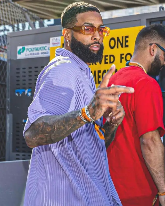 Odell Beckham Jr outfit in Issey Miyake, Nike, and Jacques Marie Mage, 2023