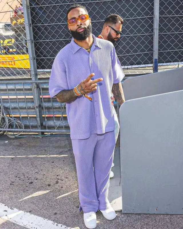 Odell Beckham Jr outfit in Issey Miyake, Nike, and Jacques Marie Mage, 2023