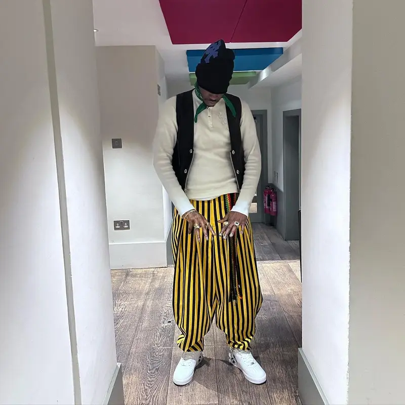 ASAP Nast outfit in Comme Des Garcons, Nike, and Chrome Hearts, 2023