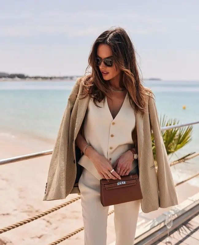 Alessandra Ambrosio outfit in Petar Petrov and Hermes, 2023