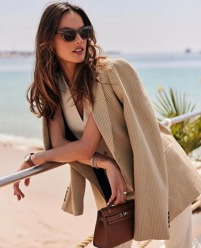 Alessandra Ambrosio outfit in Petar Petrov and Hermes, 2023