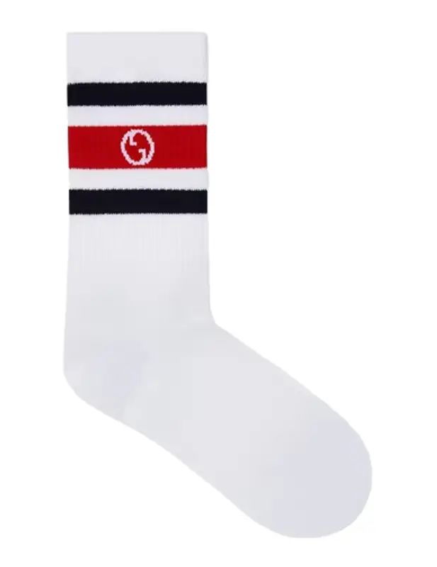 Gucci White Round Interlocking G Cotton Socks $235
