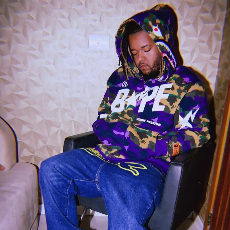 Vulgo FK outfit in Bape, Billionaire Boys Club, and Heron Preston, 2023