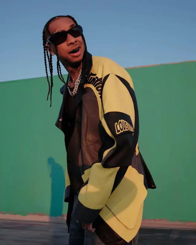 Tyga outfit in Louis Vuitton and Balenciaga, 2023