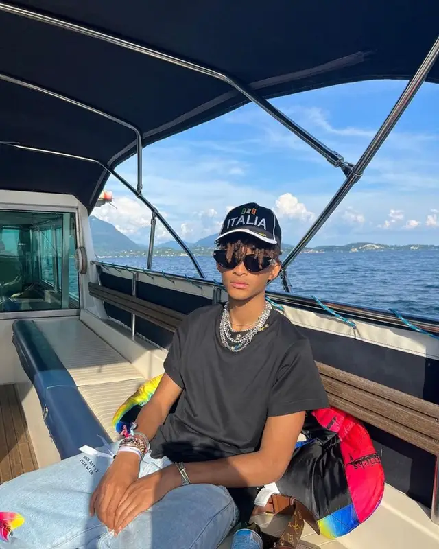 Jaden Smith outfit in MSFTSrep, Louis Vuitton, and Vintage, 2023