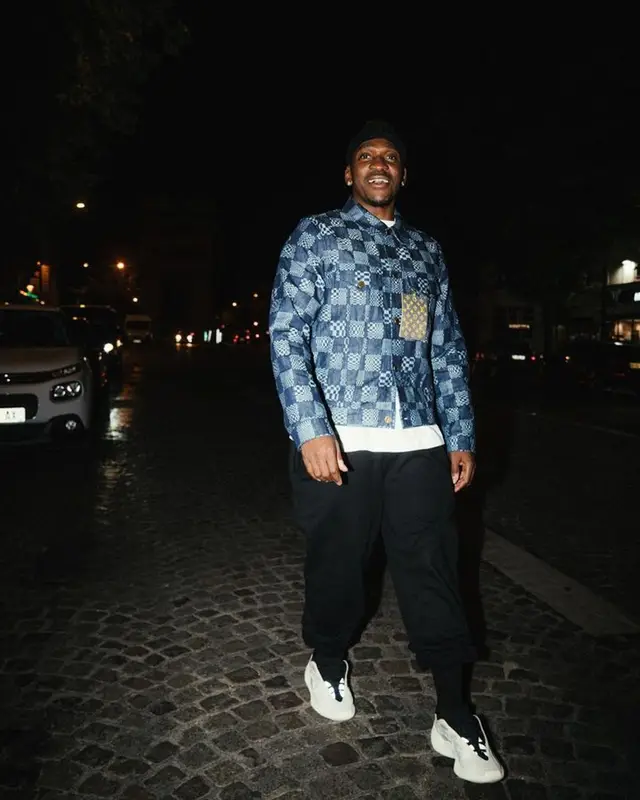 Pusha T outfit in Louis Vuitton, Balenciaga, and Pharrell Williams Merch, 2023