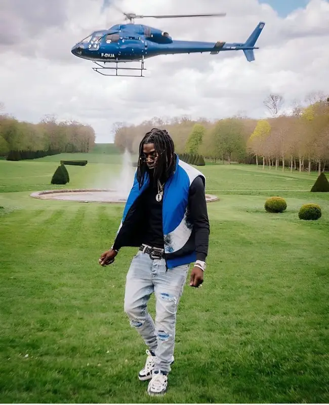 Gazo outfit in Louis Vuitton, Amiri, and B.B. Simon, 2023