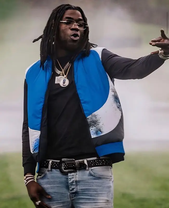 Gazo outfit in Louis Vuitton, Amiri, and B.B. Simon, 2023